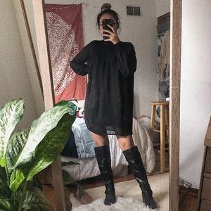 Zara Black Mesh Babydoll Mini Dress